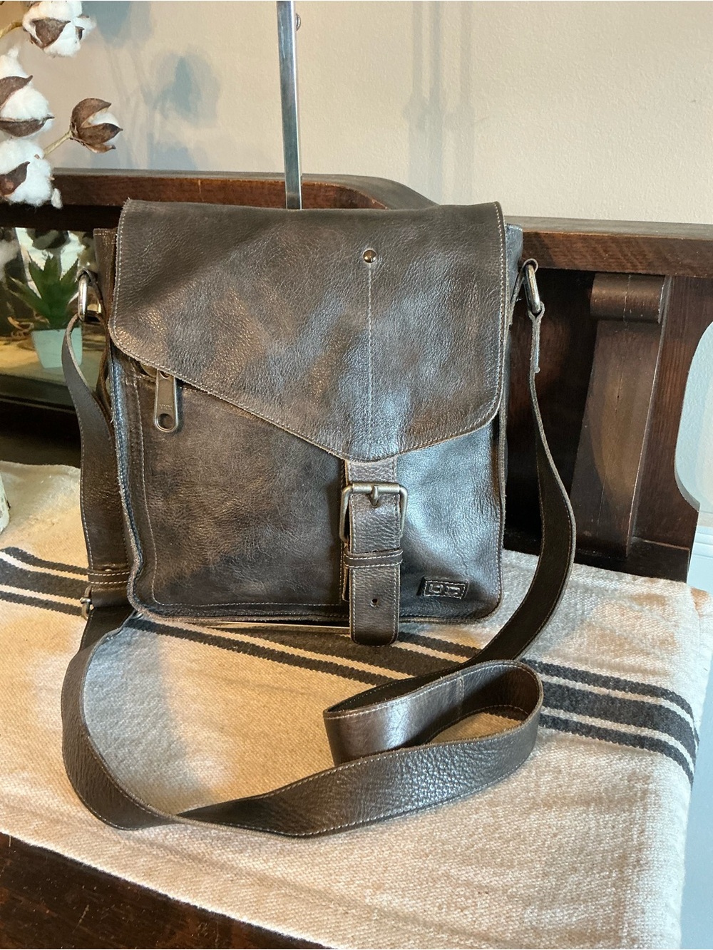 NWOT Bed Stu Leather Venice Beach Crossbody Bag Black Rustic Retail $240 - Picture 3 of 12